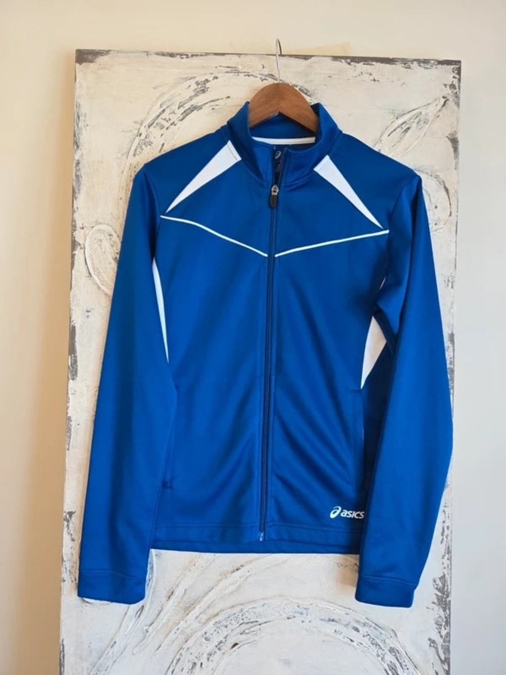 Asics Royal Blue Full-Zip Bomber Jacket with White Accents